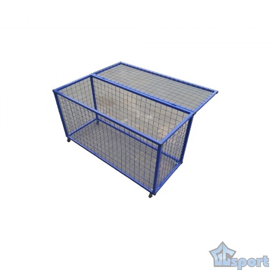 Тележка для хранения мячей (1130х540х450мм), металлическая сетка, GCsport (закрытого типа)