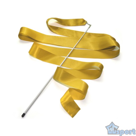 Лента для художественной гимнастики Go Do с палочкой, желтая (палочка 56 см, лента 6 м)