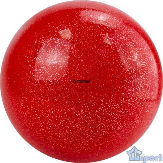 Мяч для художественной гимнастики TORRES диаметр 15 см, ПВХ, красный с блестками