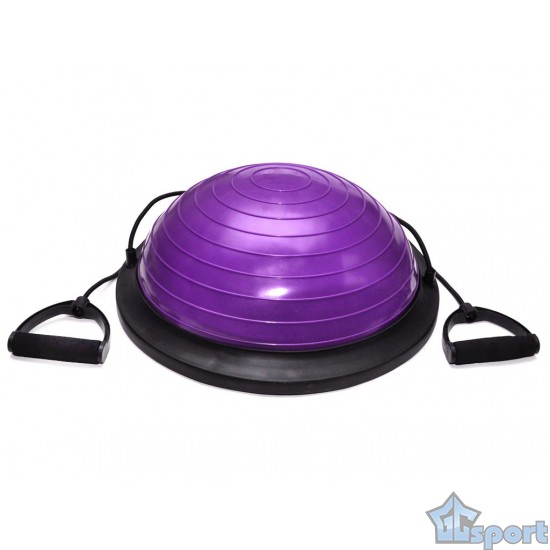 Балансировочная полусфера Sprinter Bosu 45см с двумя съёмными эспандерами (фиолетовая)