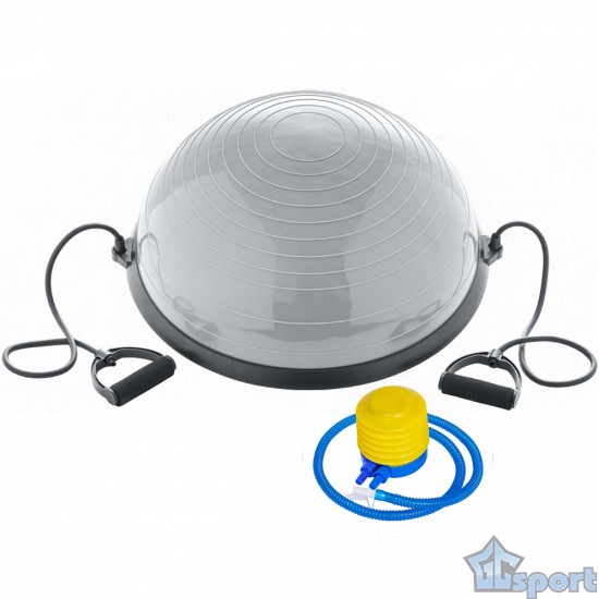 Полусфера BOSU GCsport Color гимнастическая, 58см., (серая) в комплекте с эспандером и насосом