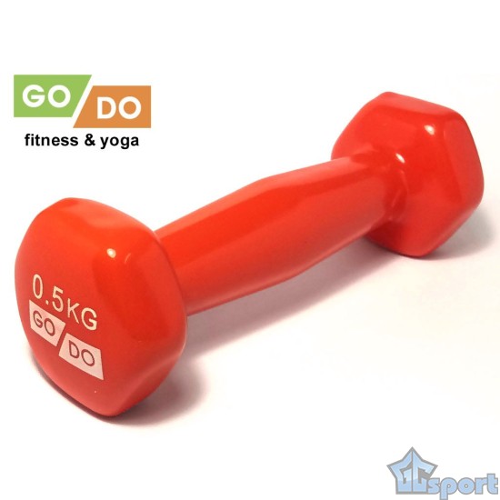 Гантель GO DO в виниловой оболочке, 0,5кг, красная