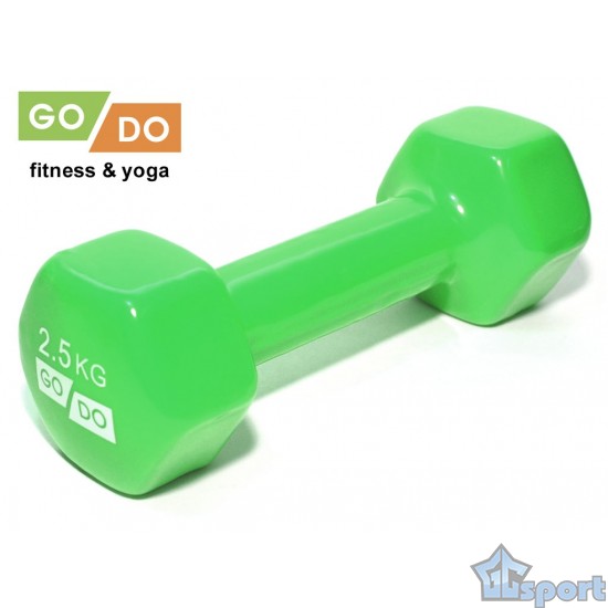 Гантель GO DO в виниловой оболочке, 2,5кг, зеленая