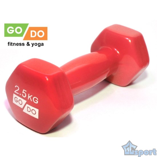 Гантель GO DO в виниловой оболочке, 2,5кг, красная
