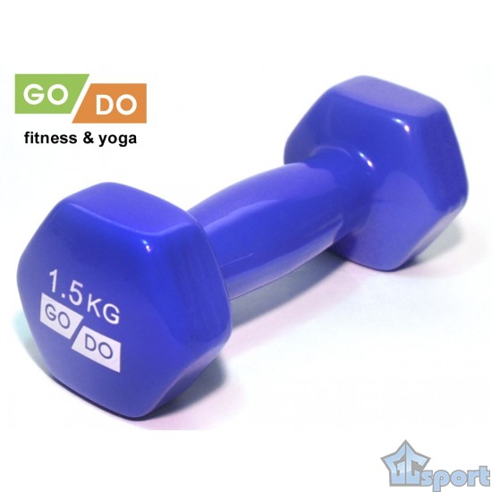 Гантель GO DO в виниловой оболочке, 1,5кг, синяя