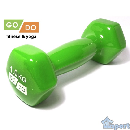 Гантель GO DO в виниловой оболочке, 1кг, зеленая