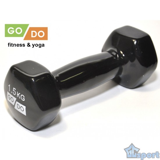 Гантель GO DO в виниловой оболочке, 1,5кг, черная