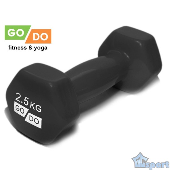 Гантель GO DO в виниловой оболочке, 2,5кг, черная