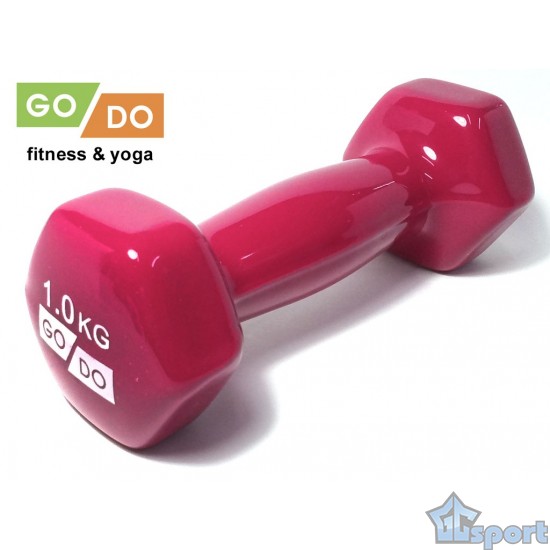 Гантель GO DO 1 кг в красной виниловой оболочке