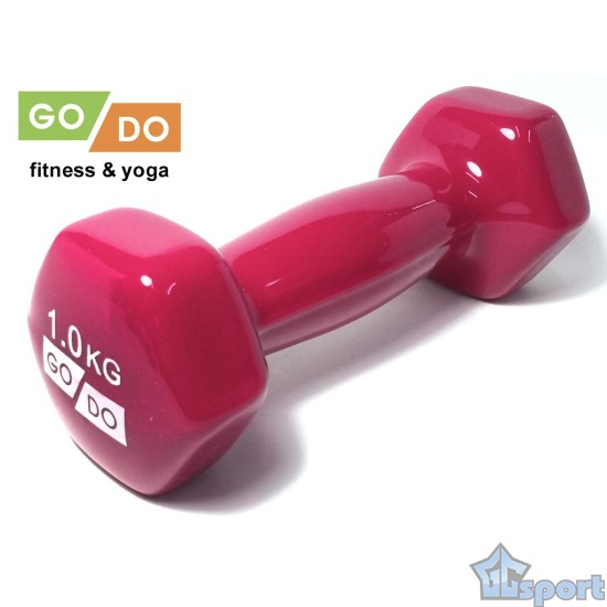 Гантель GO DO в виниловой оболочке, 1кг, красная