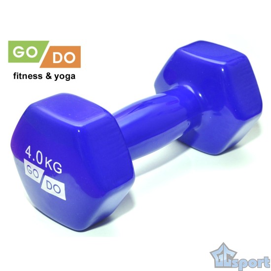 Гантель GO DO в виниловой оболочке, 4кг, синяя