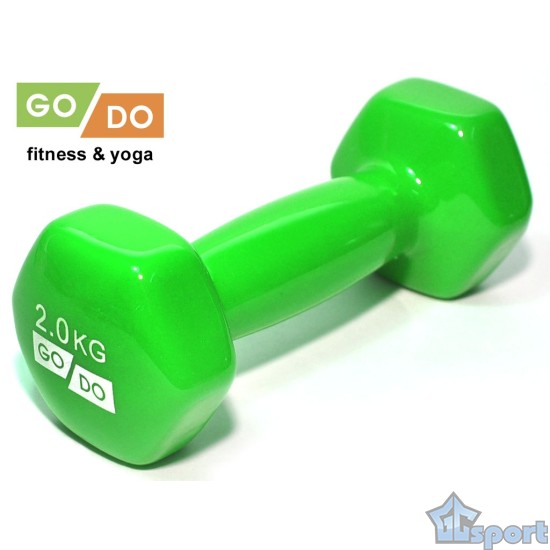 Гантель GO DO в виниловой оболочке, 2кг, зеленая