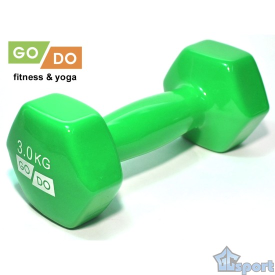 Гантель GO DO в виниловой оболочке, 3кг, зеленая