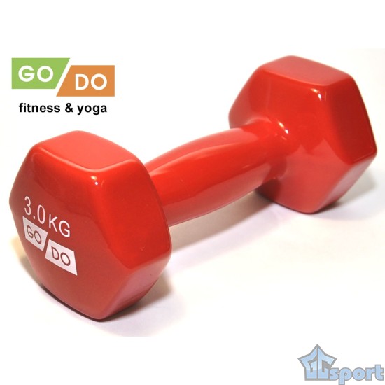 Гантель GO DO в виниловой оболочке, 3кг, красная
