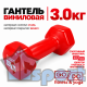 Гантель GO DO 3 кг в красной виниловой оболочке