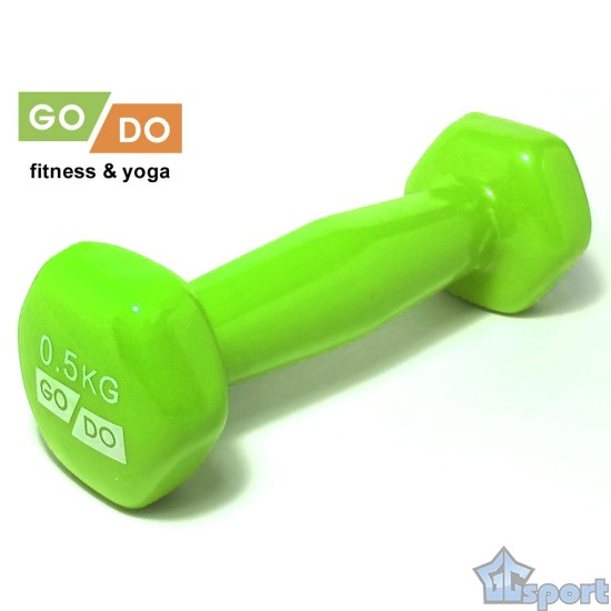 Гантель GO DO в виниловой оболочке, 0,5кг, зеленая