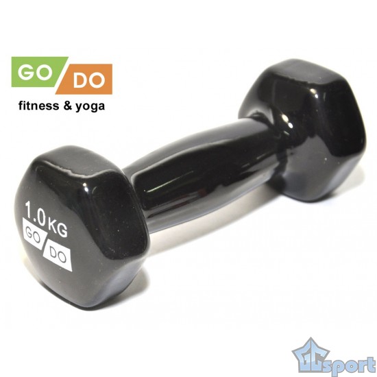 Гантель GO DO в виниловой оболочке, 1кг, черная