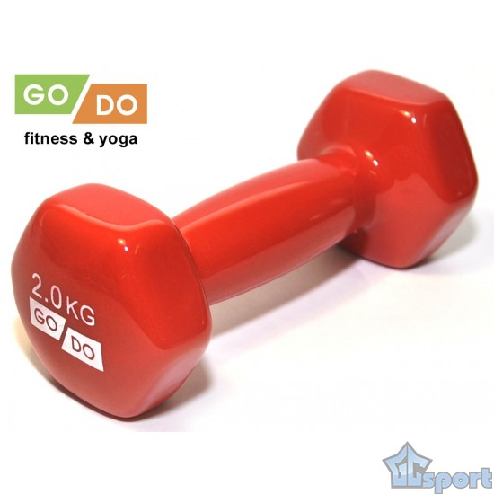 Гантель GO DO 2 кг в красной виниловой оболочке