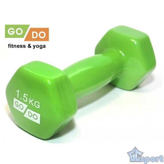 Гантель GO DO в виниловой оболочке, 1,5кг, зеленая