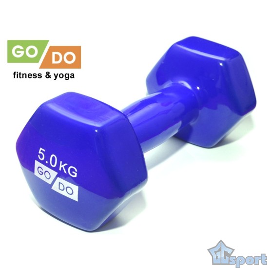 Гантель GO DO в виниловой оболочке, 5кг, синяя