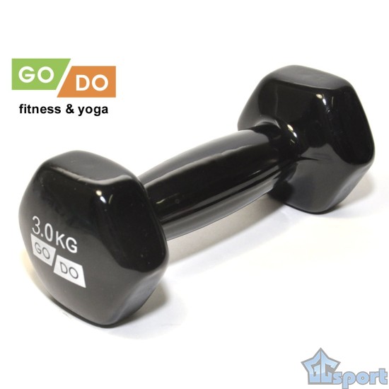Гантель GO DO в виниловой оболочке, 3кг, черная