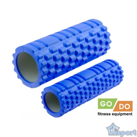 Комплект валиков роликов для фитнеса рельефные полые матрешка GO DO (Синий)