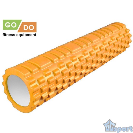 Валик ролик для фитнеса рельефный полый GO DO 60х14 см (Оранжевый)