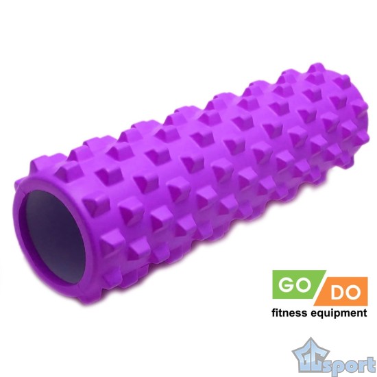 Валик ролик для фитнеса рельефный полый GO DO 45х12 см (Фиолетовый)