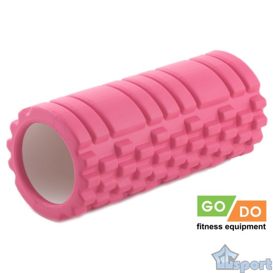 Валик ролик для фитнеса рельефный полый GO DO 33х14 см (Розовый)