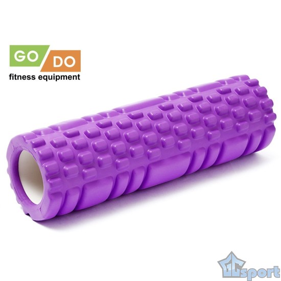 Валик ролик для фитнеса рельефный полый GO DO 29х10 см (Фиолетовый)