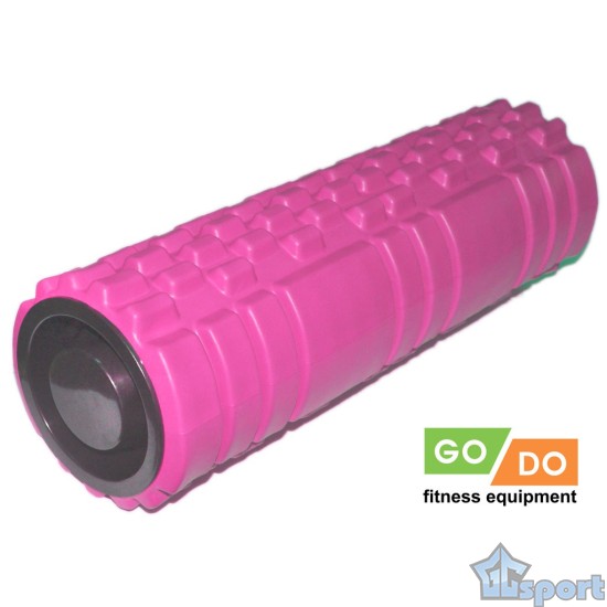 Валик ролик для фитнеса рельефный полый GO DO 45х14 см тип-2 (Розовый)