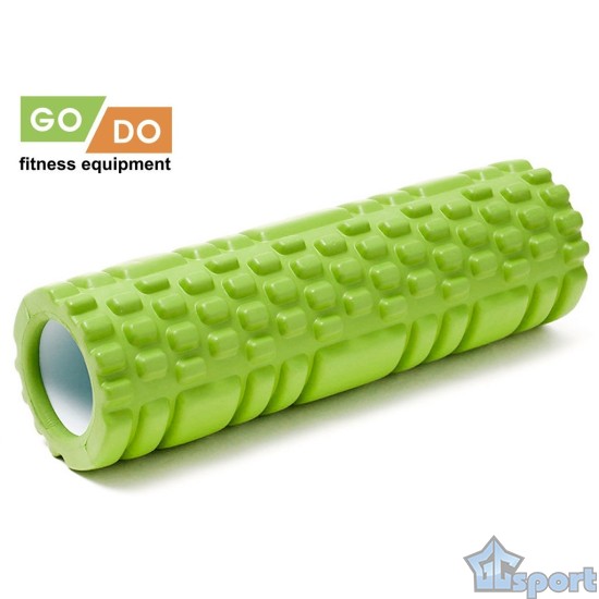 Валик ролик для фитнеса рельефный полый GO DO 29х10 см (Зеленый)