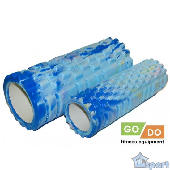 Комплект валиков роликов для фитнеса рельефные полые матрешка GO DO (Сине-голубой)