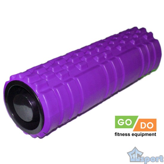 Валик ролик для фитнеса рельефный полый GO DO 45х14 см тип-2 (Фиолетовый)