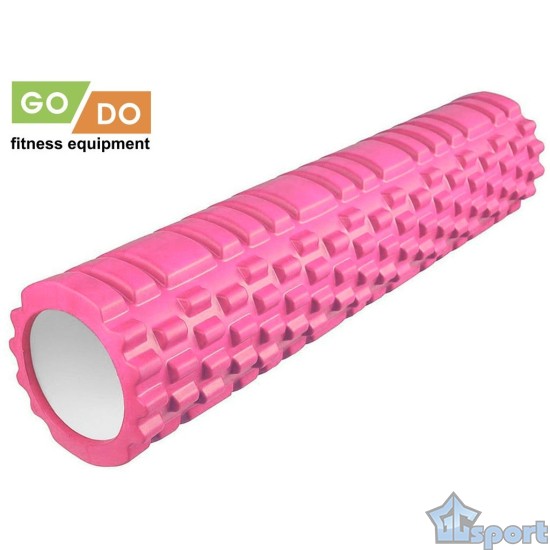 Валик ролик для фитнеса рельефный полый GO DO 60х14 см (Розовый)