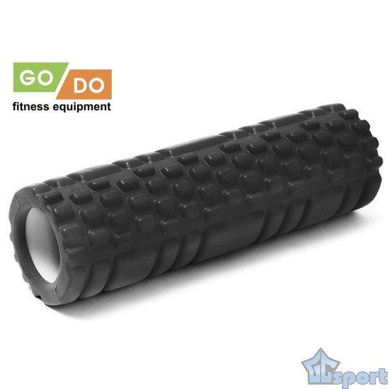 Валик ролик для фитнеса рельефный полый GO DO 29х10 см (Черный)