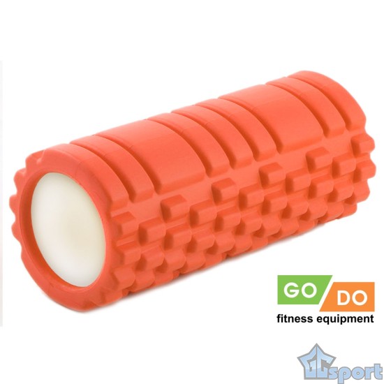 Валик ролик для фитнеса рельефный полый GO DO 33х14 см (Оранжевый)