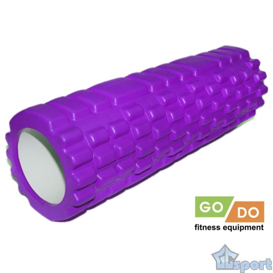 Валик ролик для фитнеса рельефный полый GO DO 45х14 см (Фиолетовый)