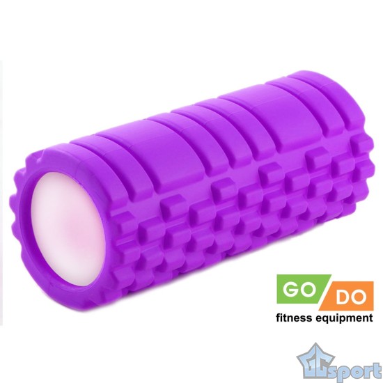 Валик ролик для фитнеса рельефный полый GO DO 33х14 см (Фиолетовый)