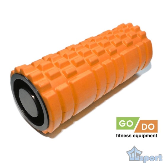 Валик ролик для фитнеса рельефный полый GO DO 33х14 см тип-2 (оранжевый)