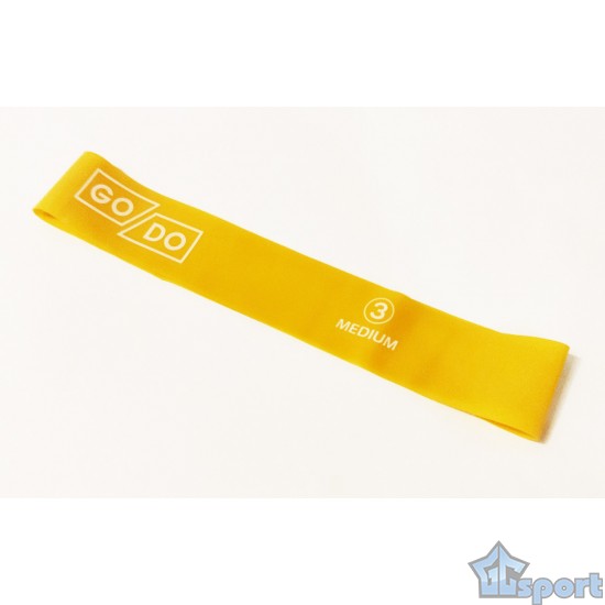 Эспандер-резинка для фитнеса GO DO латексная Medium, желтая (нагрузка 10 кг)
