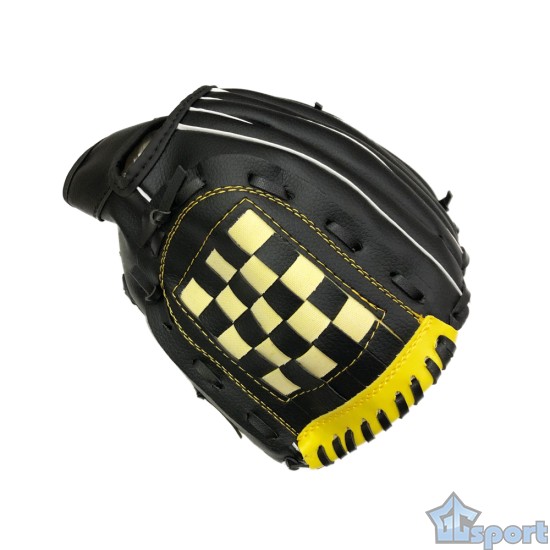 Перчатка для бейсбола (подростковая), тип-1, черно-желтая GCsport