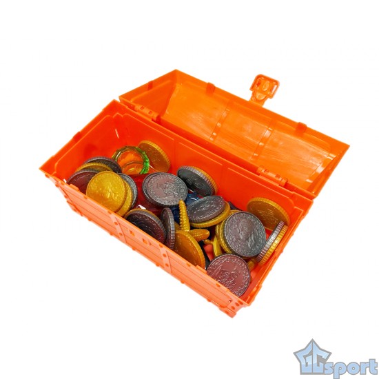 Тонущие (подводные) игрушки для бассейна Сундук с сокровищами (42 предмета), для ныряния и обучения плаванию, оранжевый