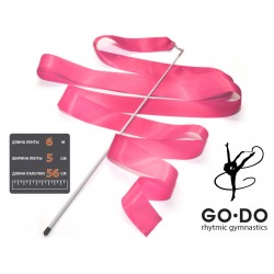 Лента для художественной гимнастики Go Do с палочкой, розовая