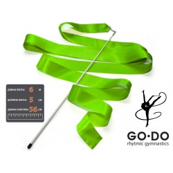 Лента для художественной гимнастики Go Do с палочкой, зеленая