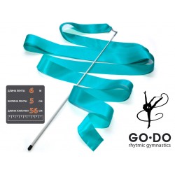 Лента для художественной гимнастики Go Do с палочкой, голубая 