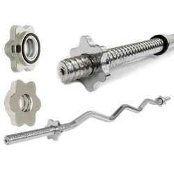 Гриф для штанги EZ-образный хромированный 1200 мм (d 25мм) с гайками