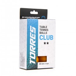 Мячики для настольного тенниса TORRES Club 2*, 6 шт, оранжевые