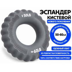 Кистевой эспандер с двойной нагрузкой 3D (50-60 LB) серый