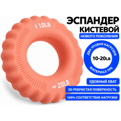 Кистевой эспандер с двойной нагрузкой 3D (10-20 LB) персиковый